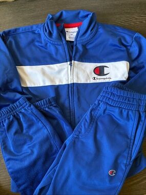 Champion Royal Blue and White Athletic Track Jacket & Pants